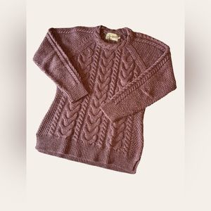 Lavender Fitted Cashmere/Wool Aran Knit Sweater Size M